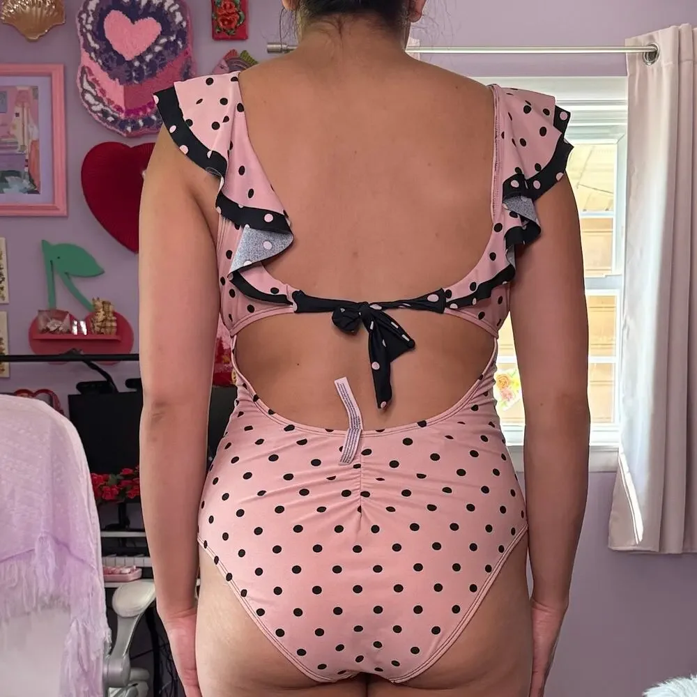 Vintage Y2K Betsey Johnson retro polka dot one piece swimsuit